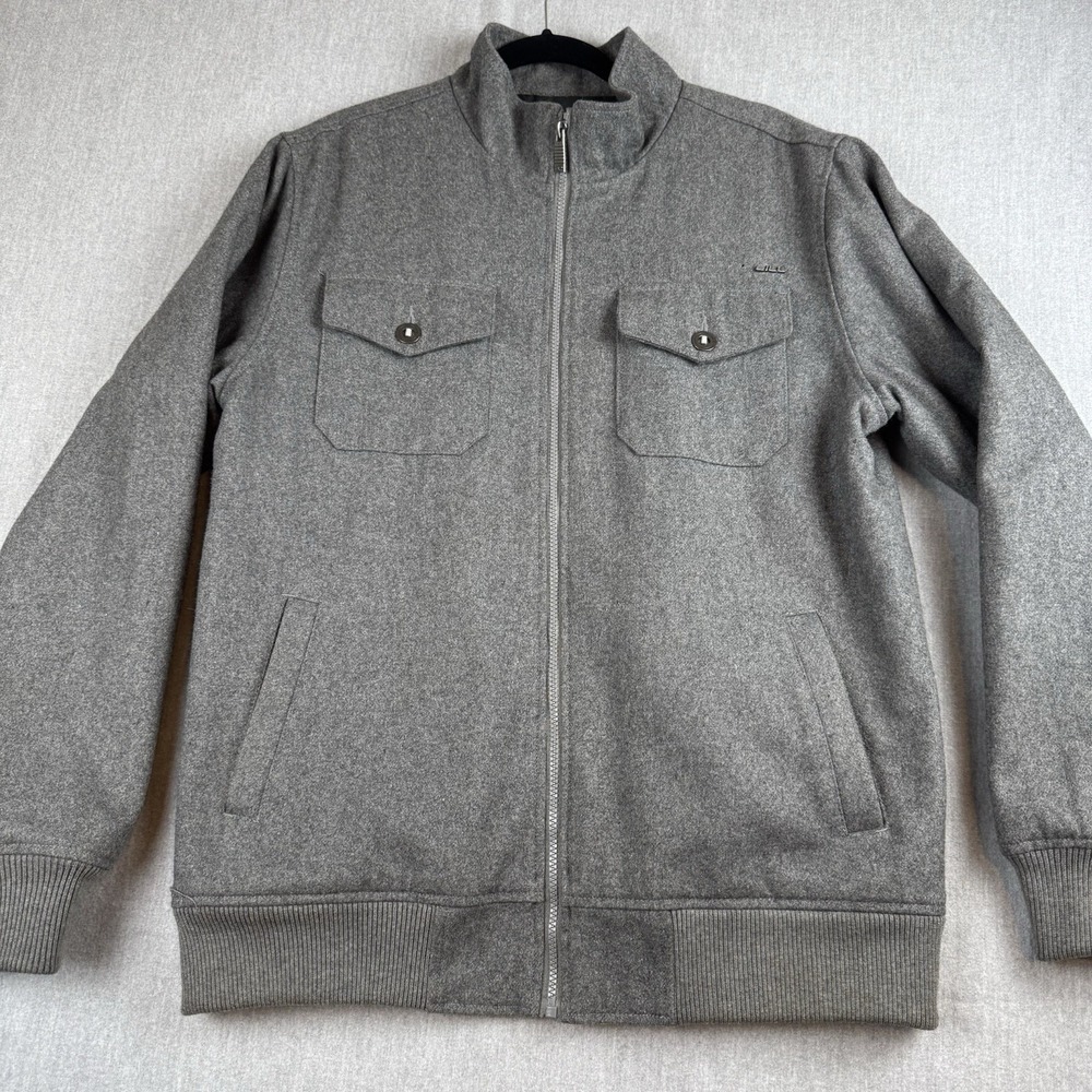 O'Neill Gray Wool Blend Bomber Jacket Men's Large - Picture 2 of 16